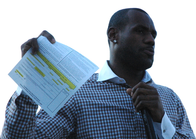 LeBron James with Voter Registration at Russell Simmons Super Jam Get Out The Vote Rally for Obama, Cleveland Ohio