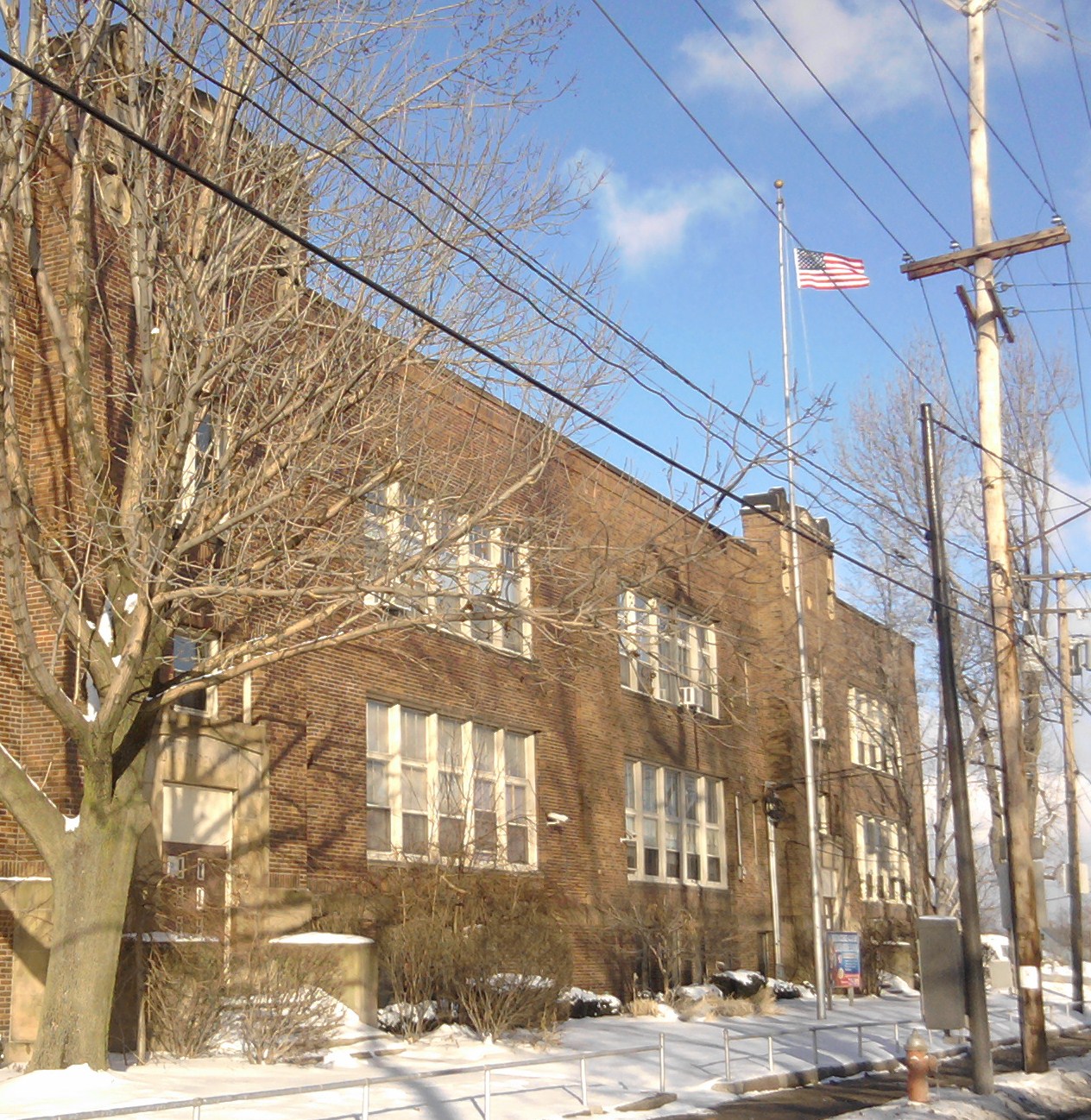 A New Flag flies at Horizon School, Denison Avenue, Cleveland Ohio A New Flag flies at Horizon School, Denison Avenue, Cleveland Ohio