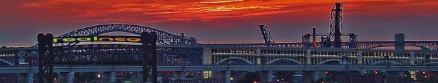 Cleveland bridges at sunset