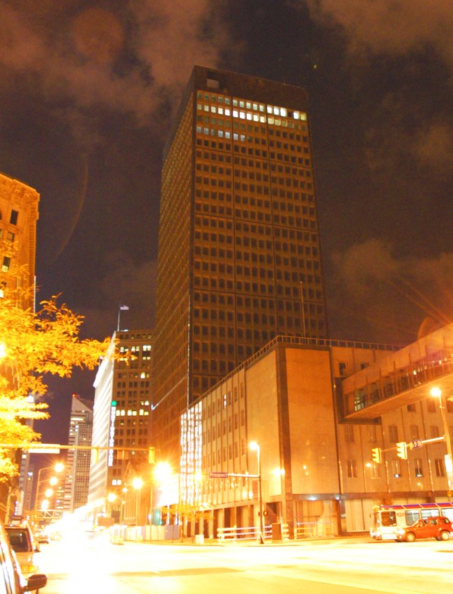 Marcel Breuer Cleveland Trust Tower at night